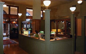 Inside the building, workspaces are divided to preserve as much of the original design as possible. Cork lining reduces noise levels throughout the building.