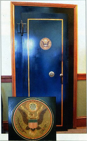 Seven walk-in and wall safes are positioned throughout the building. Protected by teargas vials, the safes were difficult to open if accidentally locked. Prisoners were offered reduced sentences to endure teargas long enough to break the safe.